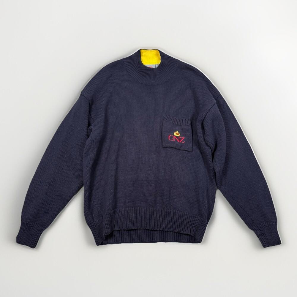 Canterbury Of New Zealand Sweater Men's Size L Navy Blue 100% Cotton Mock Neck